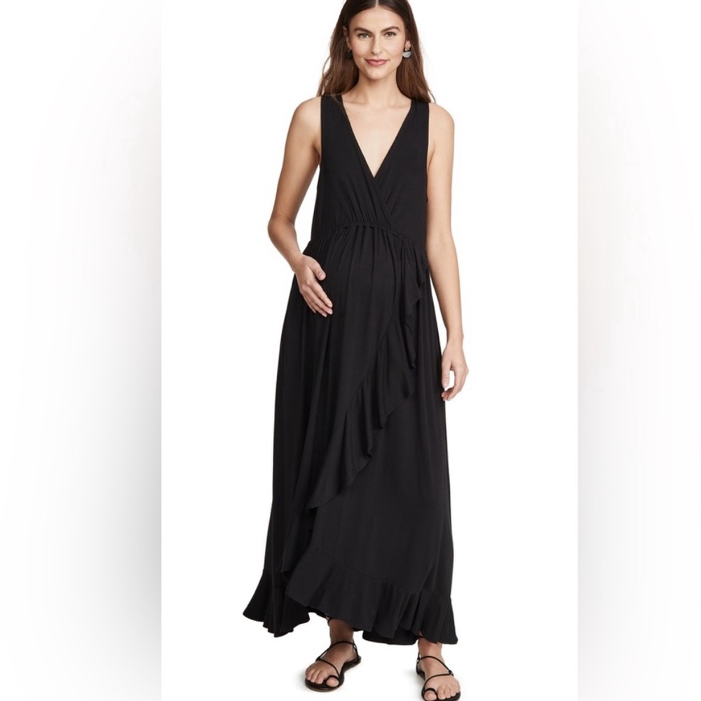Ingrid and Isabel black ruffle maternity dress